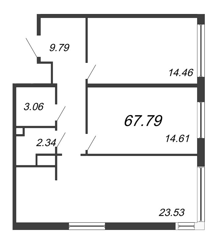 3 ккв (Евро) 67,8 м²