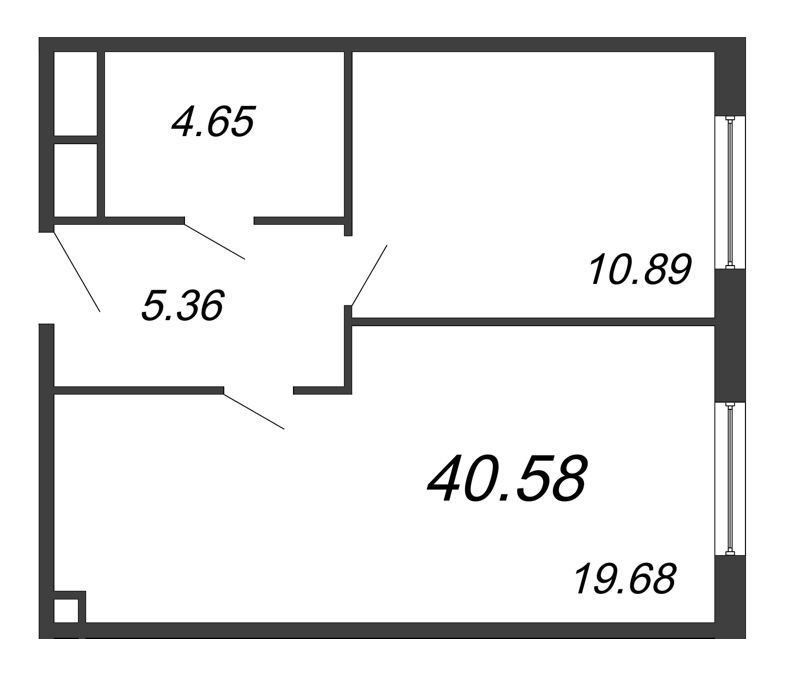 2 ккв (Евро) 42,2 м²