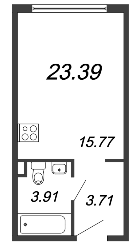 Студия 23,4 м²