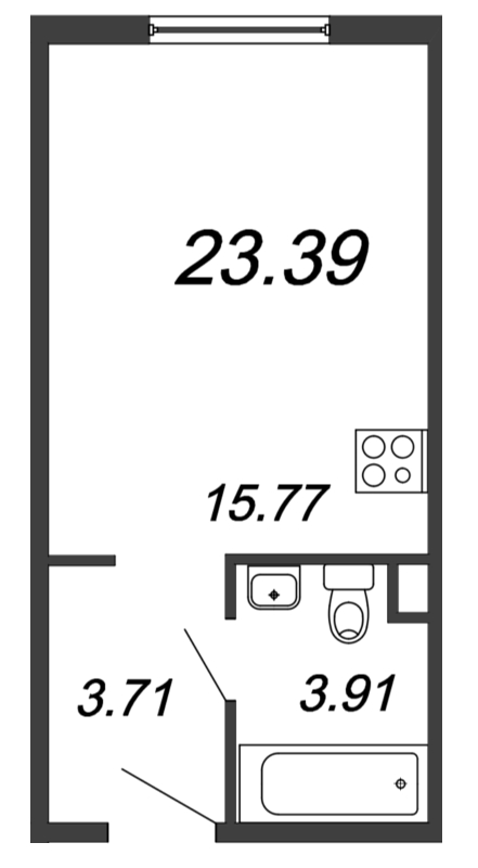Студия 23,4 м²