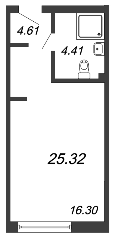 Студия 25,5 м²