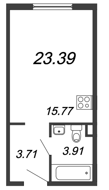 Студия 23,4 м²