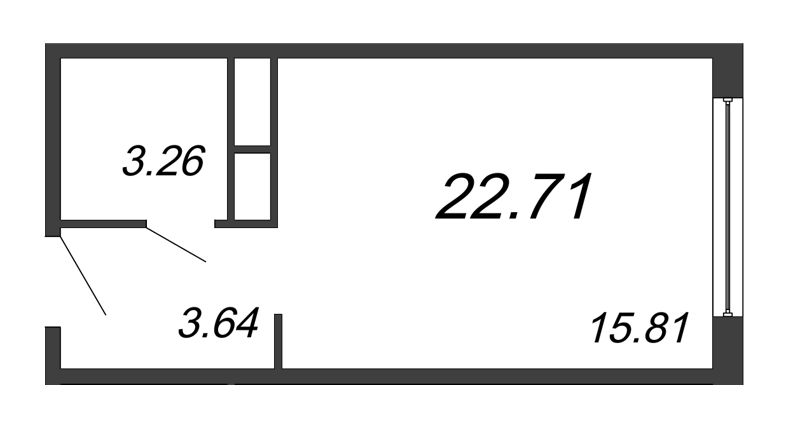 Студия 22,9 м²
