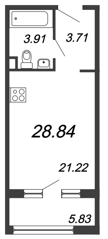 Студия 28,8 м²