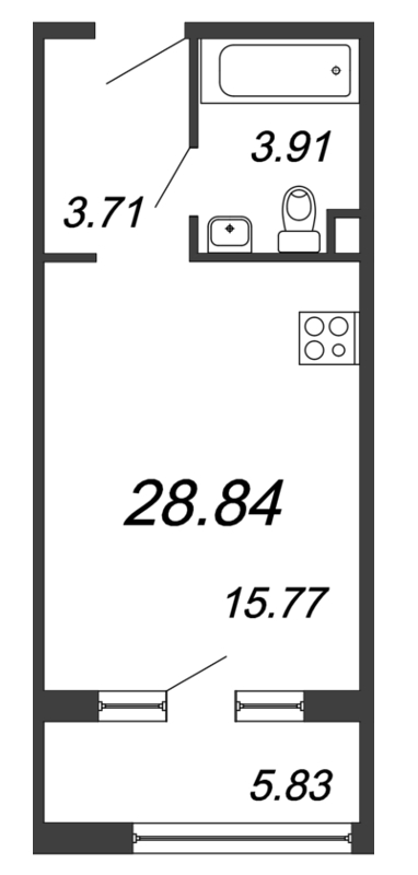 Студия 28,8 м²