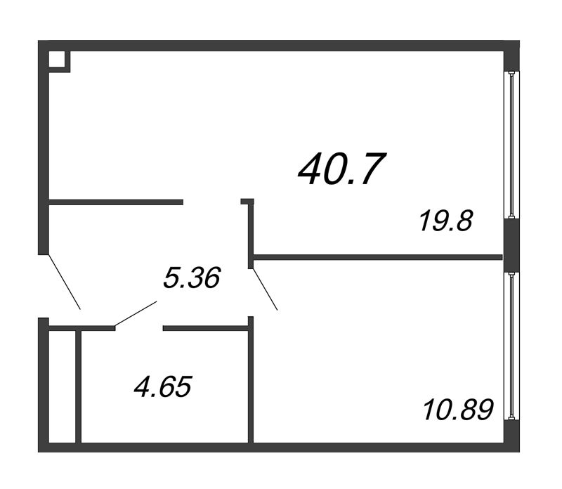 2 ккв (Евро) 40,7 м²