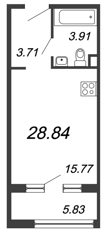 Студия 28,8 м²