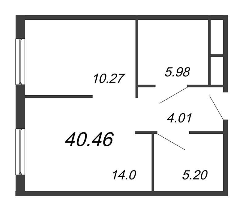 1 ккв 40,5 м²