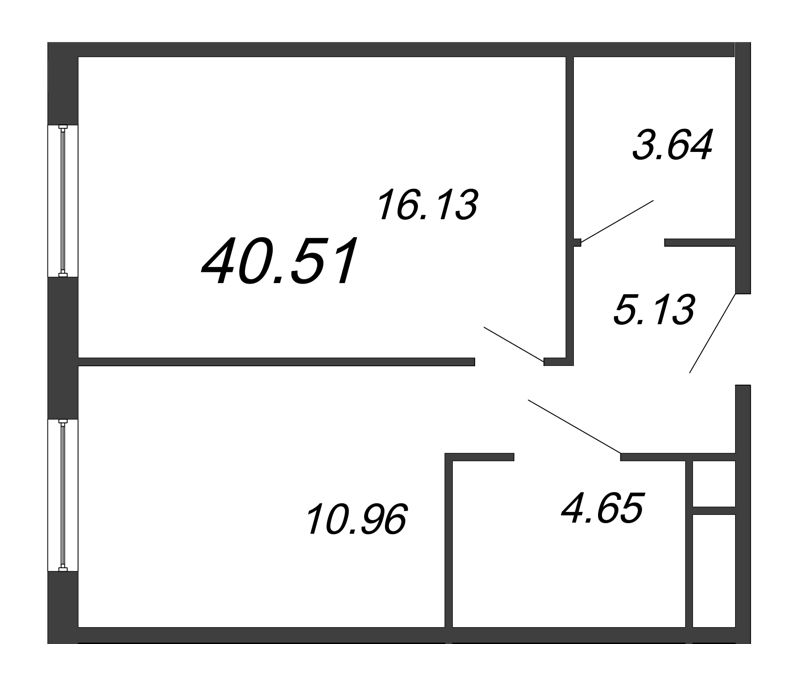1 ккв 40,5 м²
