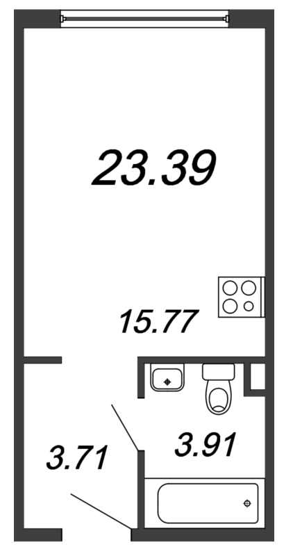Студия 23,4 м²