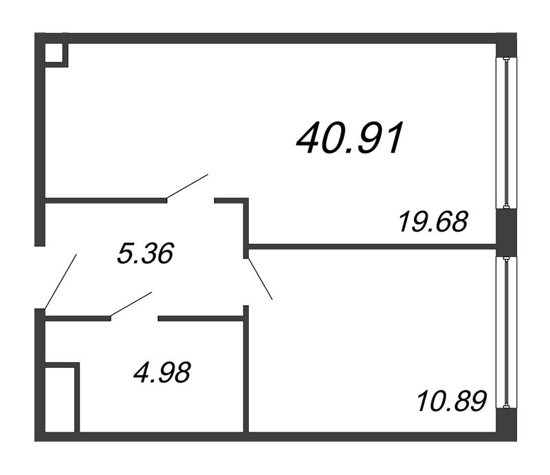 2 ккв (Евро) 40,9 м²
