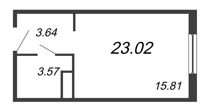 Студия 23 м²