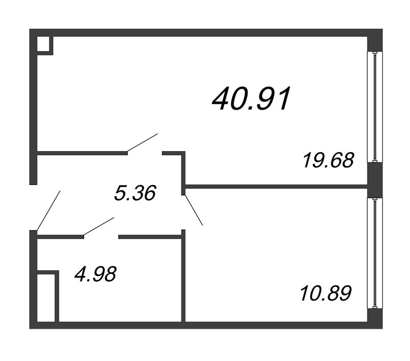2 ккв (Евро) 40,9 м²