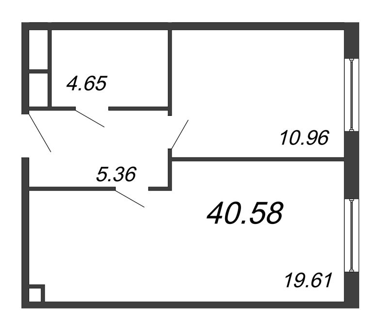 2 ккв (Евро) 40,6 м²