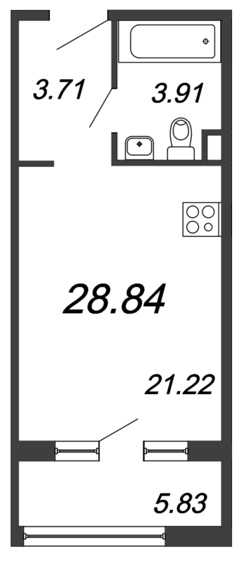 Студия 28,8 м²