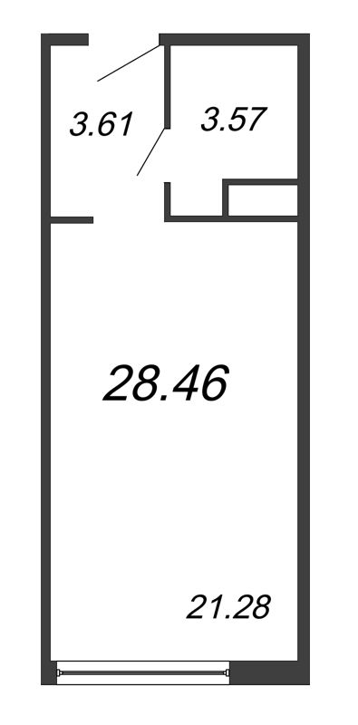 Студия 28,5 м²