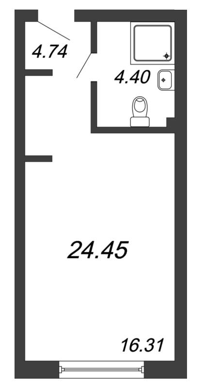 Студия 25,7 м²