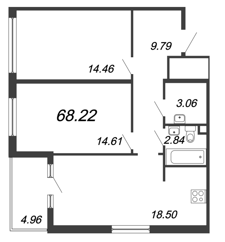 3 ккв (Евро) 68,2 м²