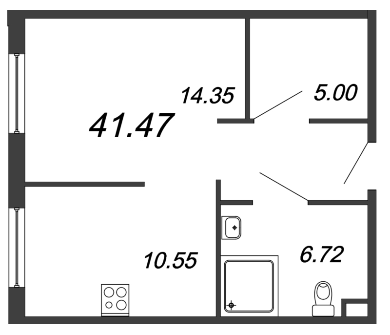 1 ккв 41,5 м²