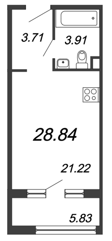 Студия 28,8 м²