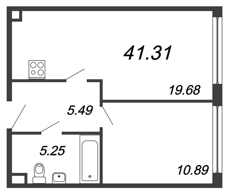 2 ккв (Евро) 41,8 м²