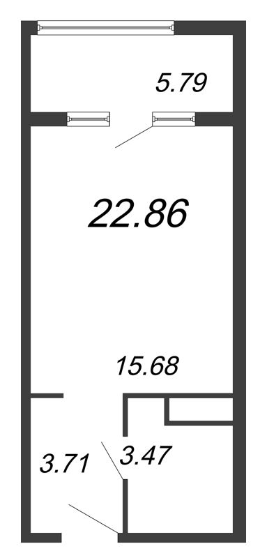 Студия 21,9 м²