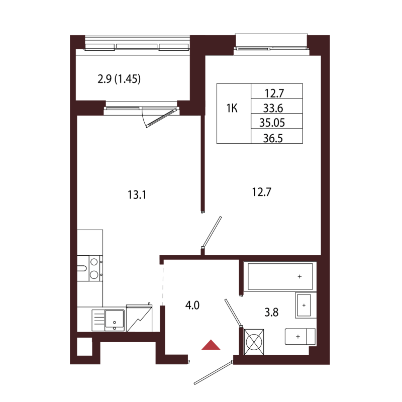 1 ккв 35,1 м²
