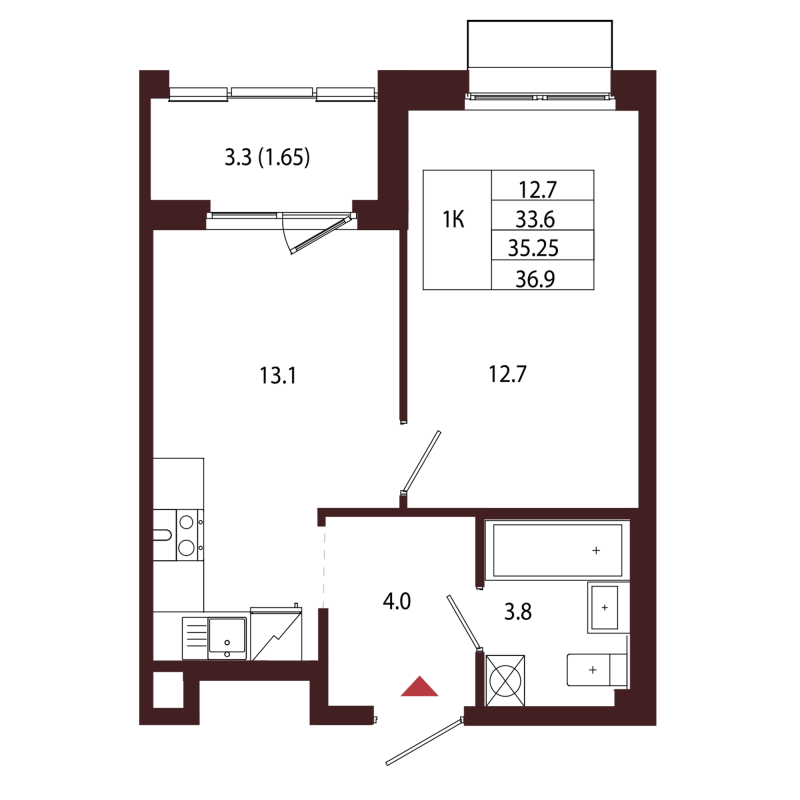 1 ккв 35,3 м²