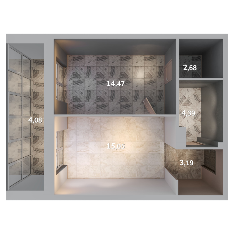 2 ккв (Евро) 43,9 м²