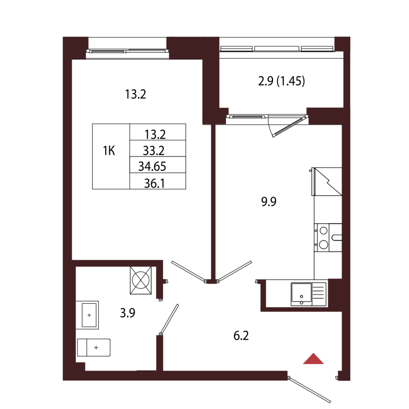 1 ккв 34,7 м²