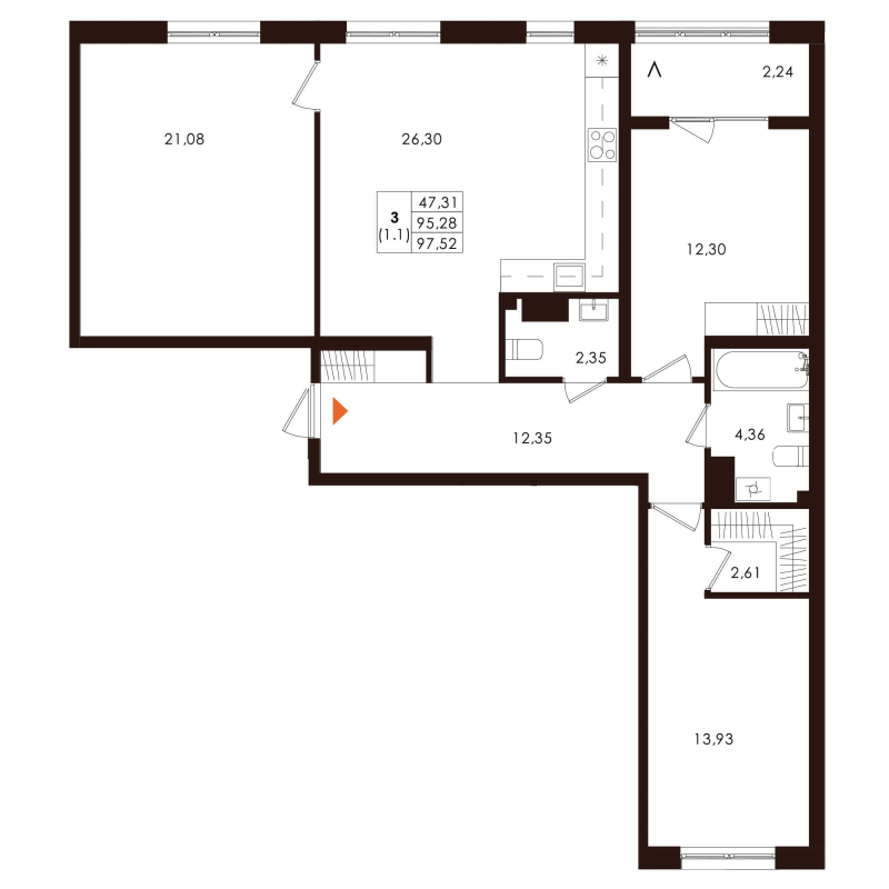 4 ккв (Евро) 97,5 м²