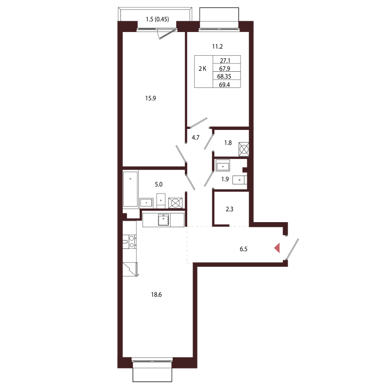 3 ккв (Евро) 68,4 м²