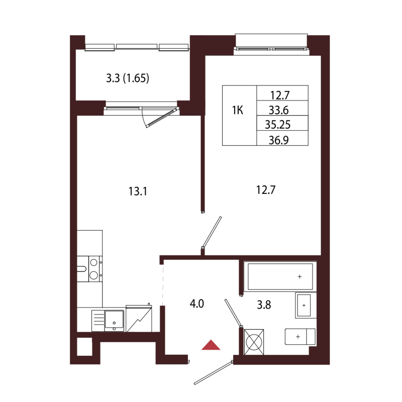 1 ккв 35,3 м²
