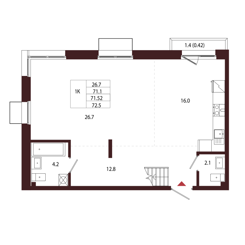 2 ккв (Евро) 71,5 м²