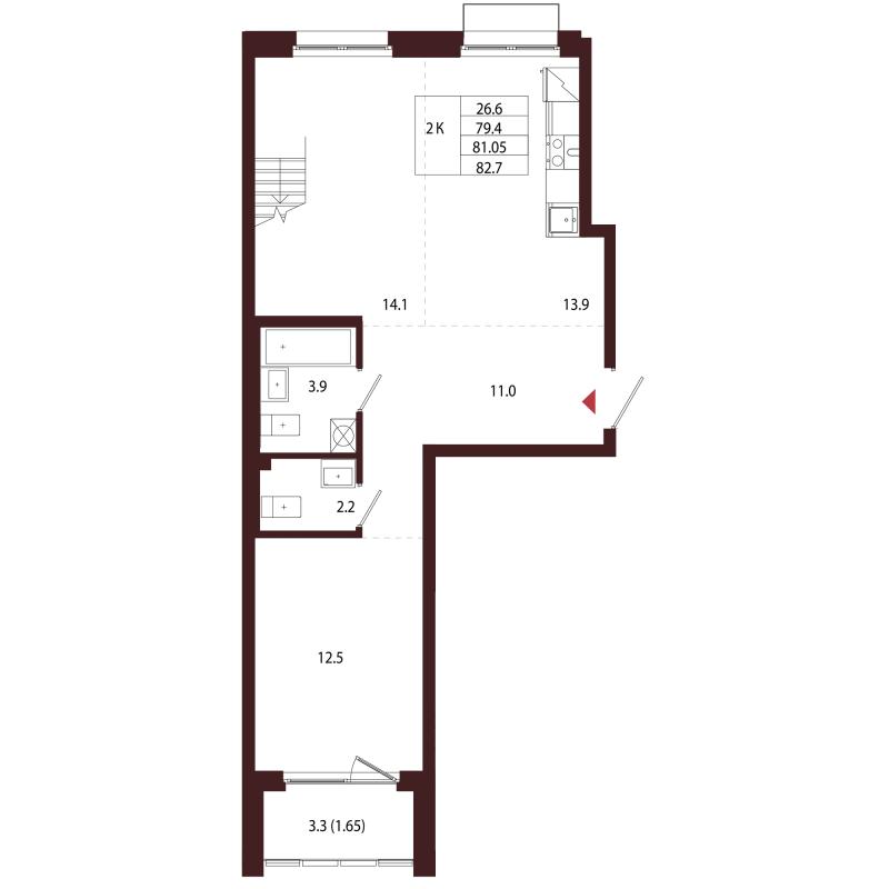 2 ккв 81,1 м²