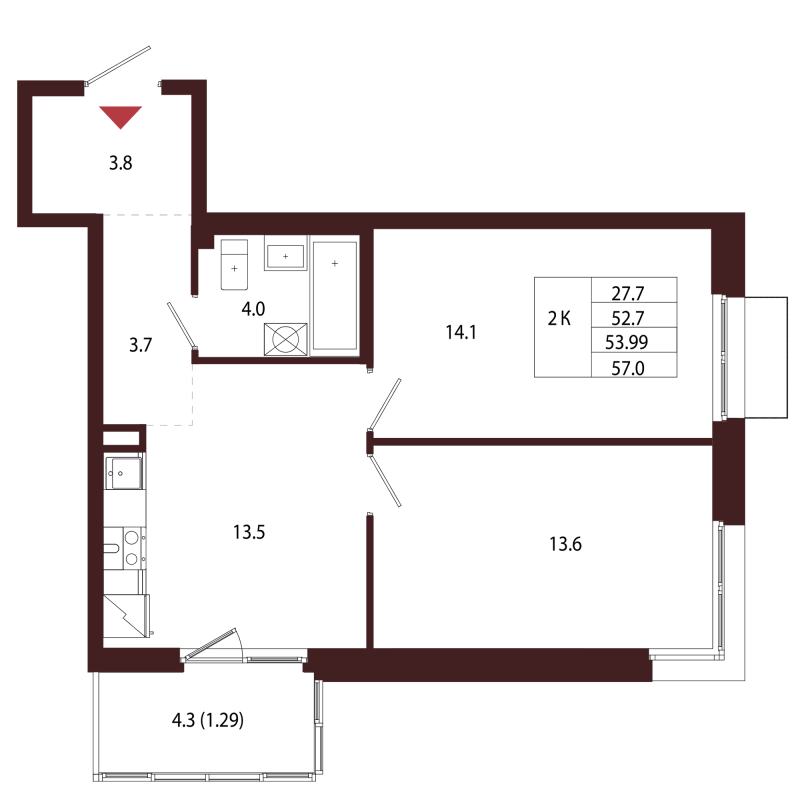 2 ккв 54 м²