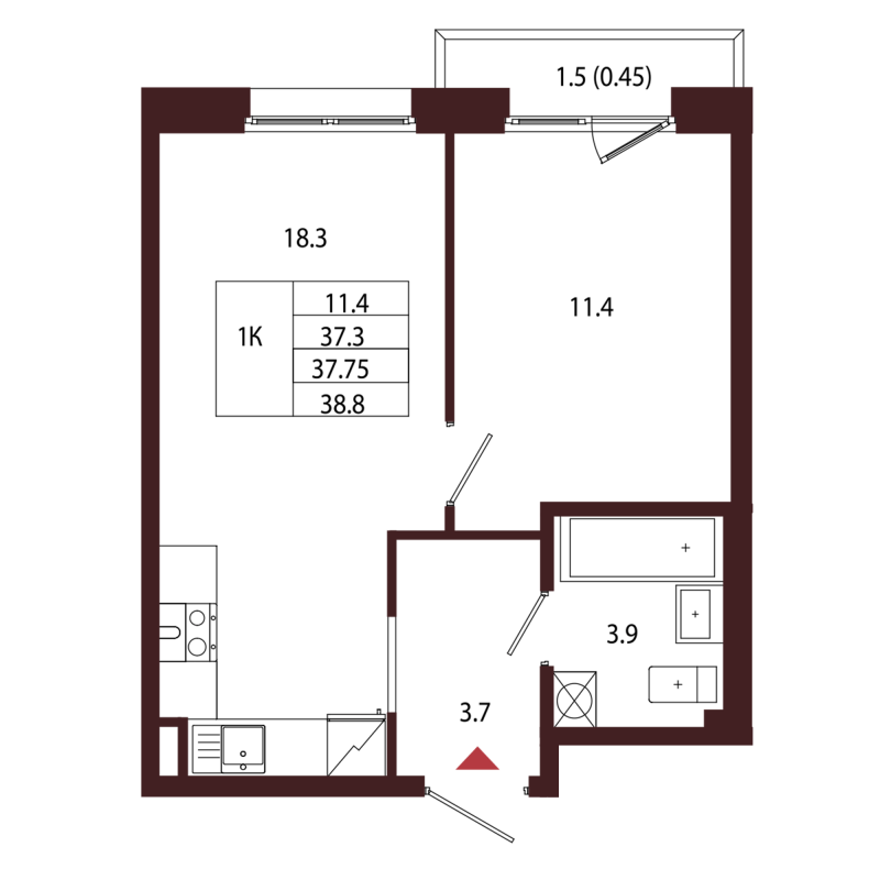 2 ккв (Евро) 37,8 м²