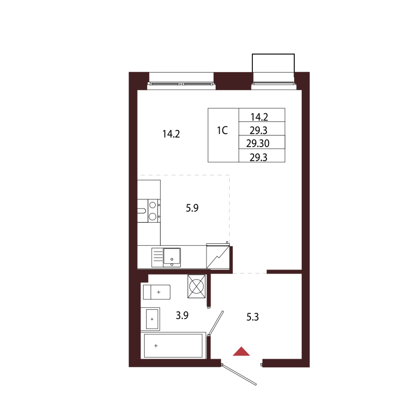 Студия 29,3 м²