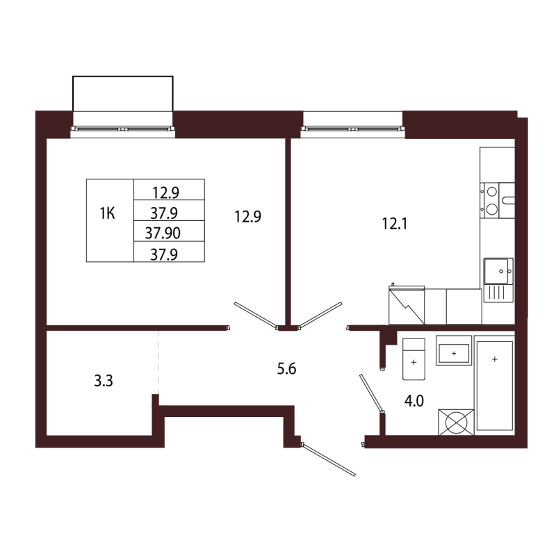 1 ккв 37,9 м²