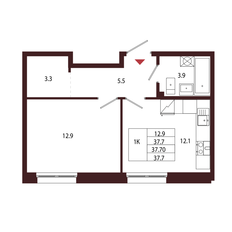 1 ккв 37,7 м²