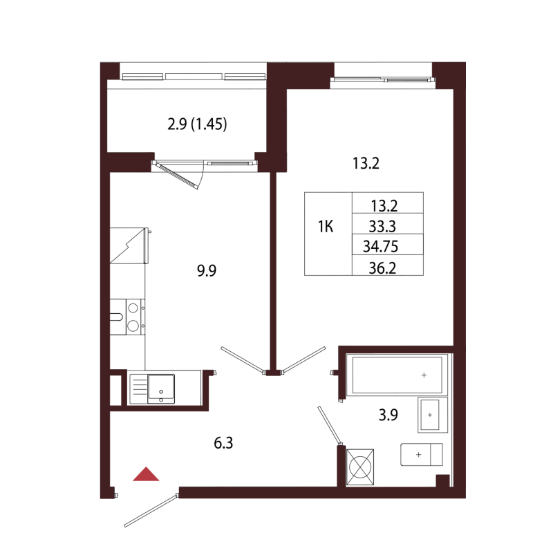1 ккв 34,8 м²