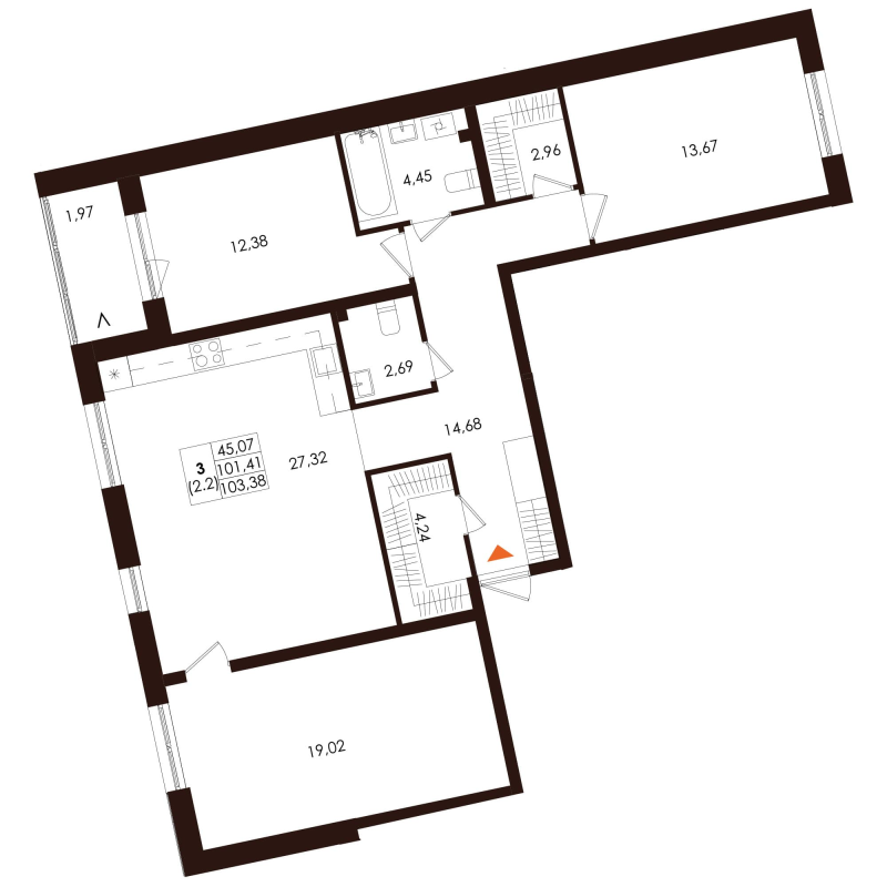 4 ккв (Евро) 103,4 м²