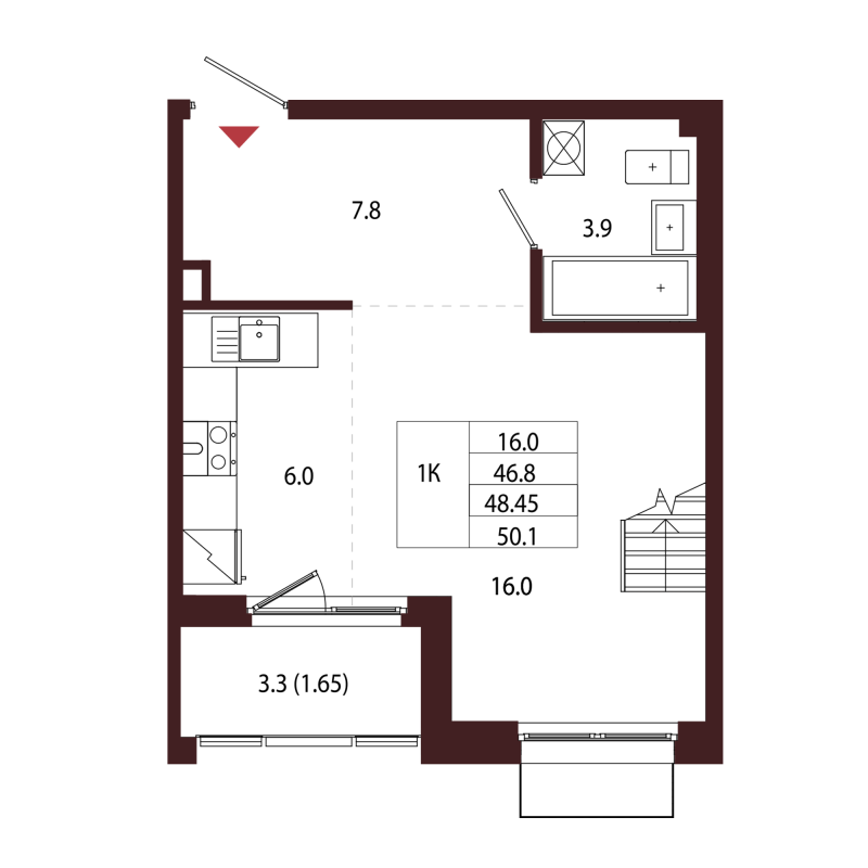 1 ккв 48,5 м²