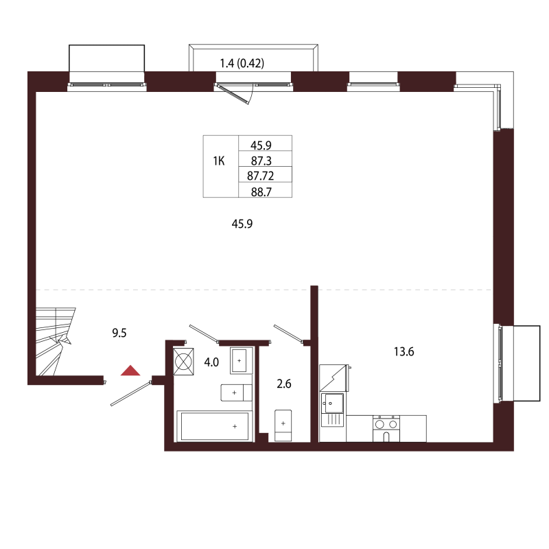 1 ккв 87,7 м²
