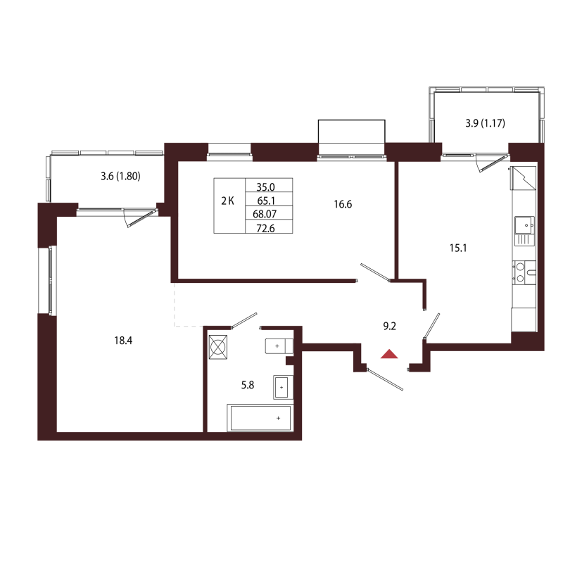 3 ккв (Евро) 68,1 м²