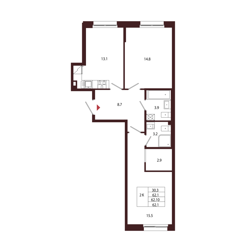 2 ккв 62,1 м²