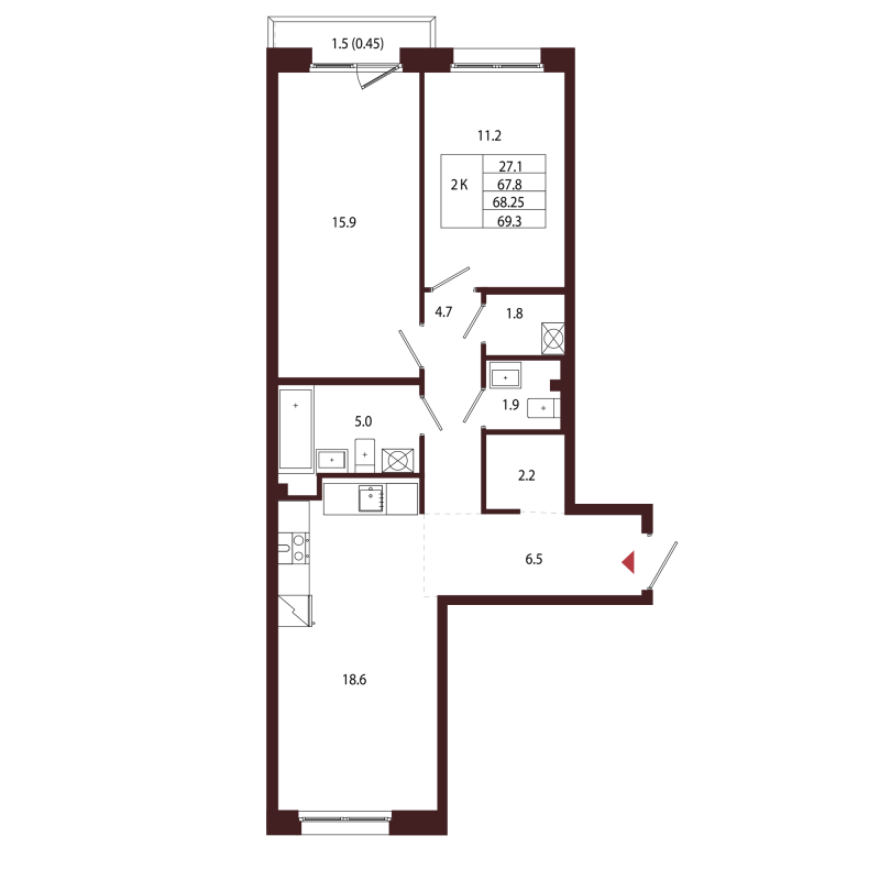3 ккв (Евро) 68,3 м²