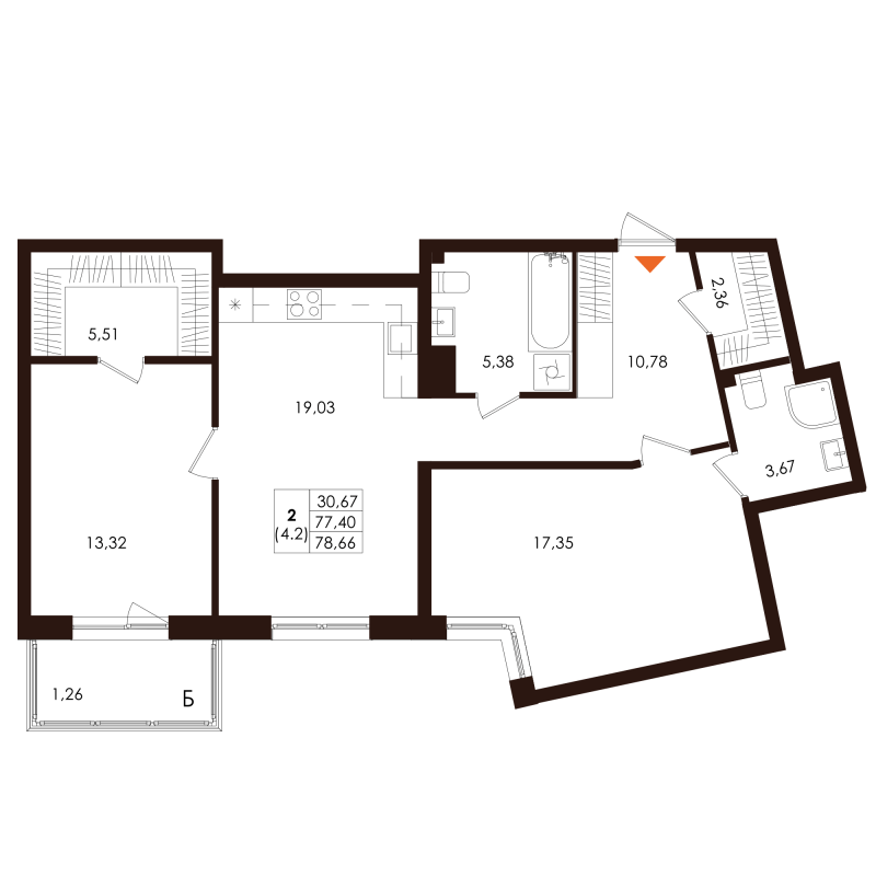 3 ккв (Евро) 78,7 м²