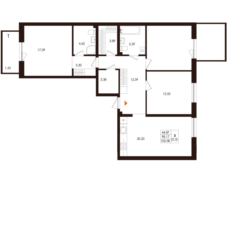 4 ккв (Евро) 102,1 м²