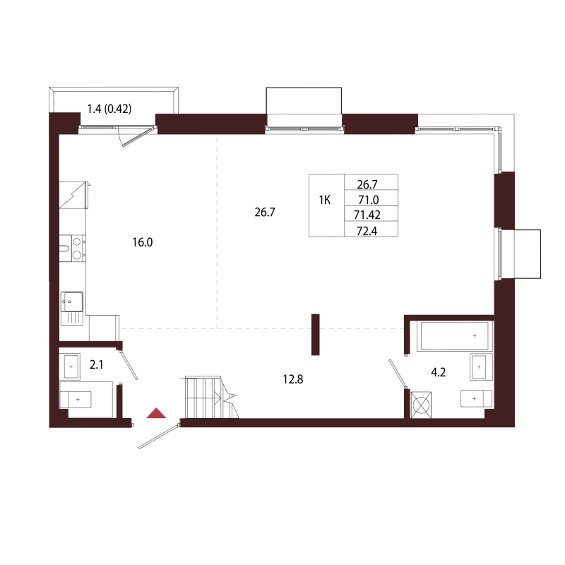 2 ккв (Евро) 71,4 м²